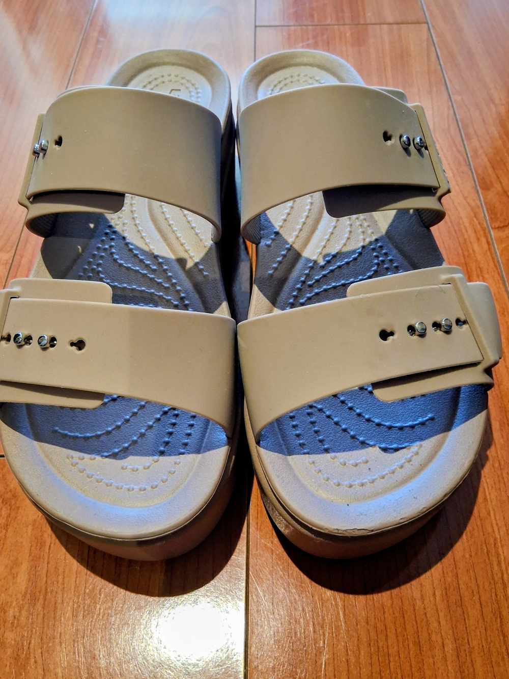 Women's CROCS Beige Dual-Strap Slide Sandals - SIZE 9